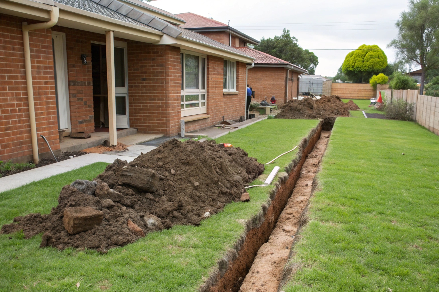 Professional utility trench with clean edges for service connection in Hobart