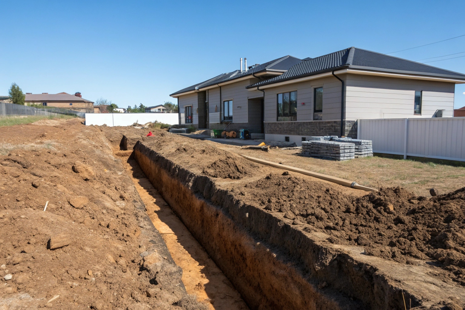 Strip footing trenches excavated for home extension in Hobart Tasmania