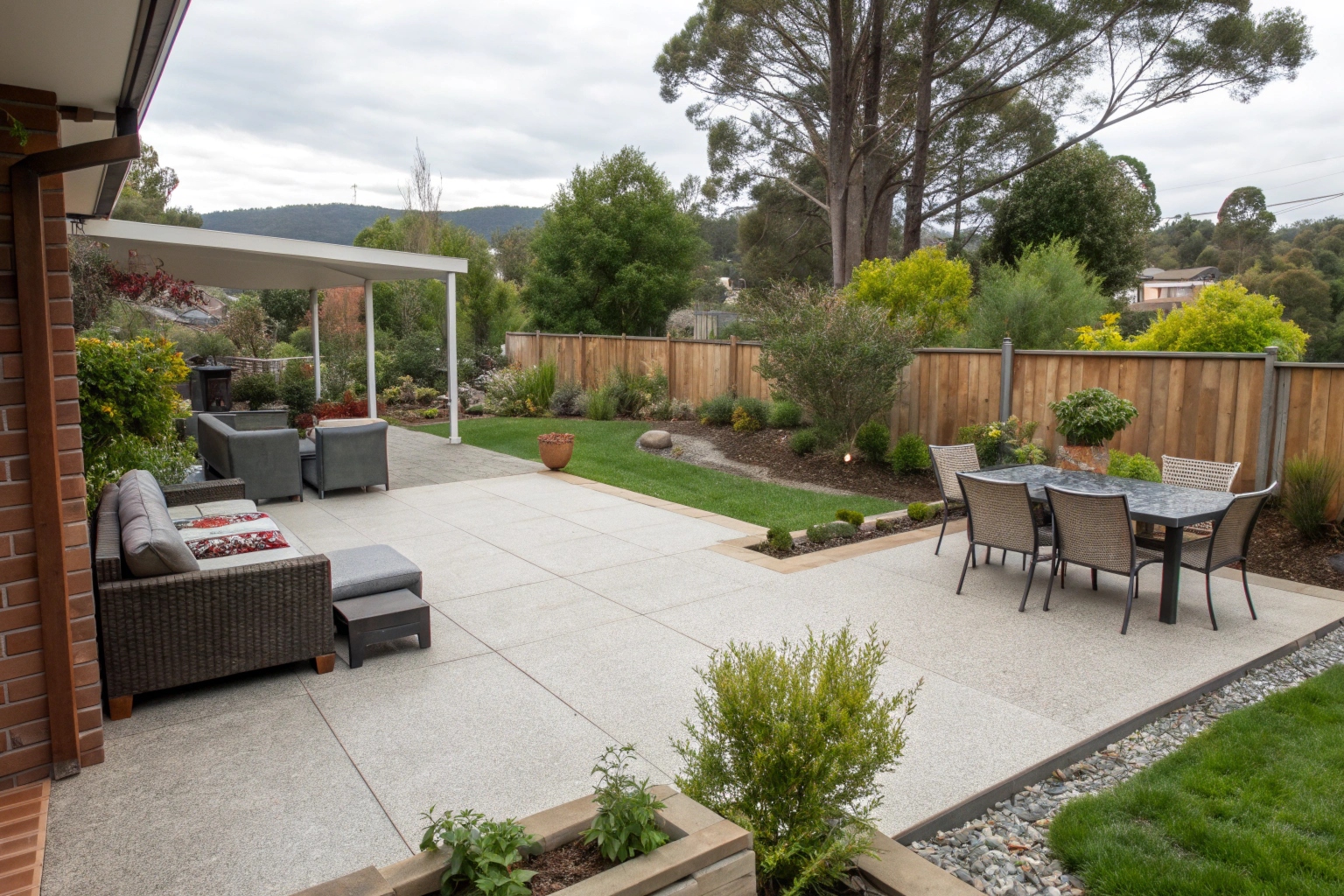Exposed aggregate patio Hobart for outdoor entertaining area